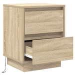 Casa si Gradina - Mobilier - Comode si corpuri - Noptiere - Noptierile cu LED 2 pcs Sonoma Oak 39x34.5x50 cm - Infinity.ro