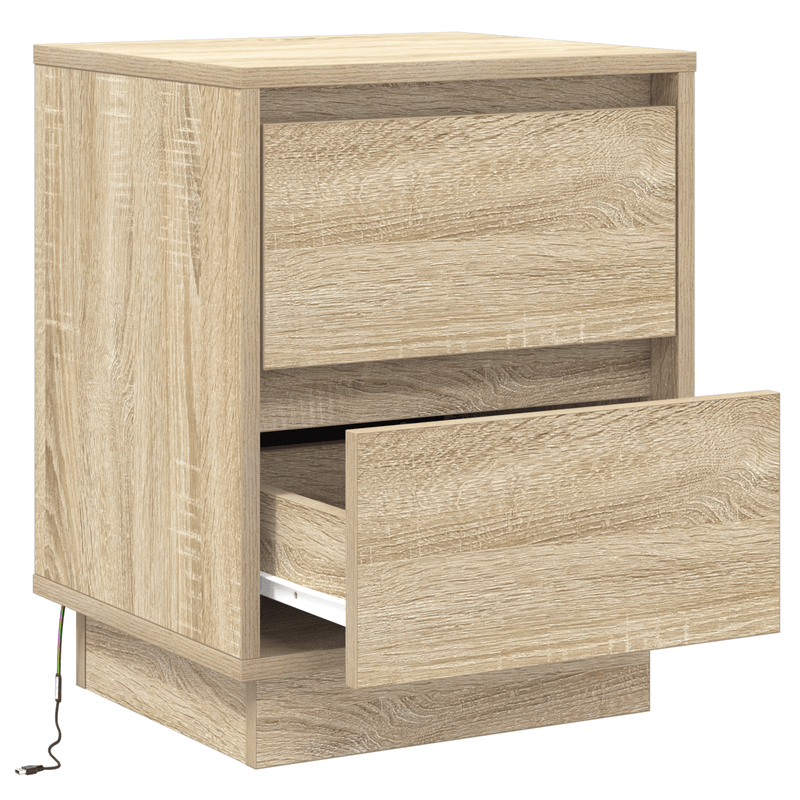 Casa si Gradina - Mobilier - Comode si corpuri - Noptiere - Noptierile cu LED 2 pcs Sonoma Oak 39x34.5x50 cm - Infinity.ro