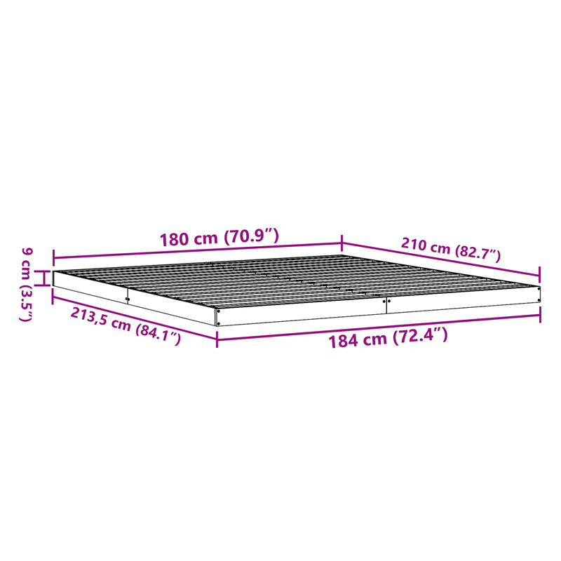 Casa si Gradina - Mobilier - Paturi si accesorii - Paturi - Cadru de pat de podea, alb, 180x210 cm, lemn masiv de pin - Infinity.ro