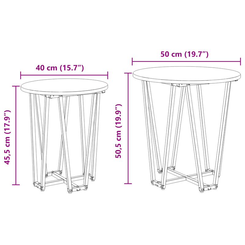 Casa si Gradina - Mobilier - Mese si birouri - Mese living - Set de 2 mese laterale, aspect lemn rustic, metal - Infinity.ro
