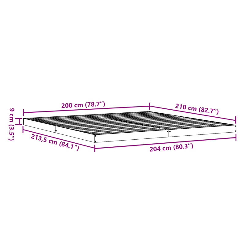 Casa si Gradina - Mobilier - Paturi si accesorii - Paturi - Cadru de pat de podea, 200x210 cm, lemn masiv de pin - Infinity.ro