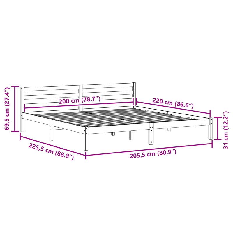 Casa si Gradina - Mobilier - Paturi si accesorii - Paturi - Cadru de pat cu tablie, 200x220 cm, lemn masiv de pin - Infinity.ro