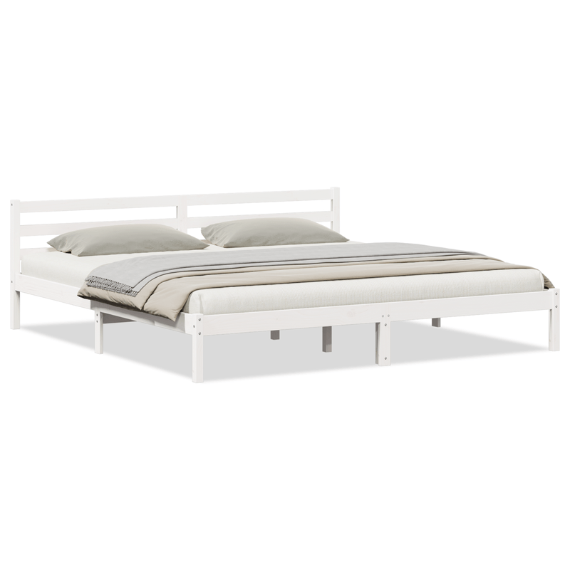 Casa si Gradina - Mobilier - Paturi si accesorii - Paturi - Cadru de pat cu tablie, alb, 200x210 cm, lemn masiv de pin - Infinity.ro