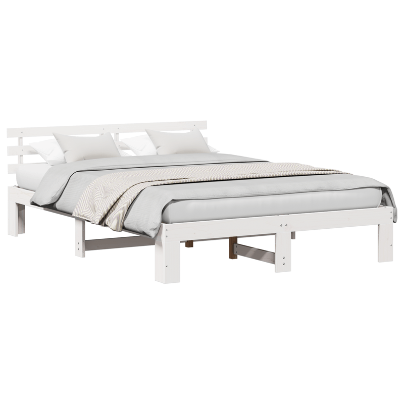 Casa si Gradina - Mobilier - Paturi si accesorii - Paturi - Cadru de Pat din Lemn Alb Lemn 160 x 200 cm Durabil - Infinity.ro