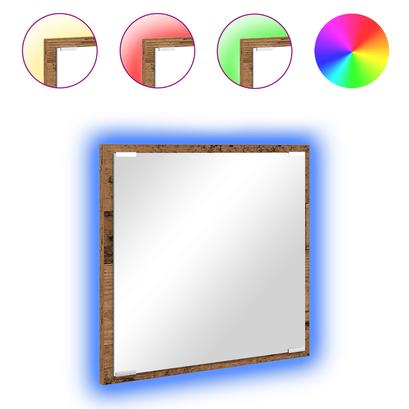 Casa si Gradina - Mobilier - Mobilier baie - Oglinzi baie - Oglinda LED pentru Baie Lemn Uzat 40x8.5x37 cm Lemn Ingineresc - Infinity.ro