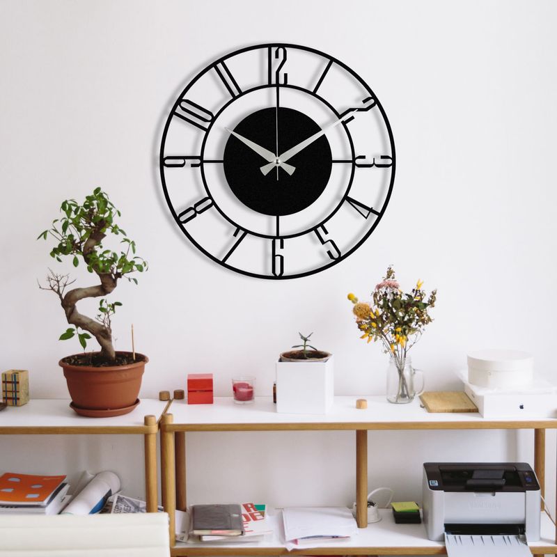Casa si Gradina - Decoratiuni - Ceasuri - Ceas de perete decorativ, Wallxpert, metal, negru, 48x48 cm, 279ENZ1411 - Infinity.ro