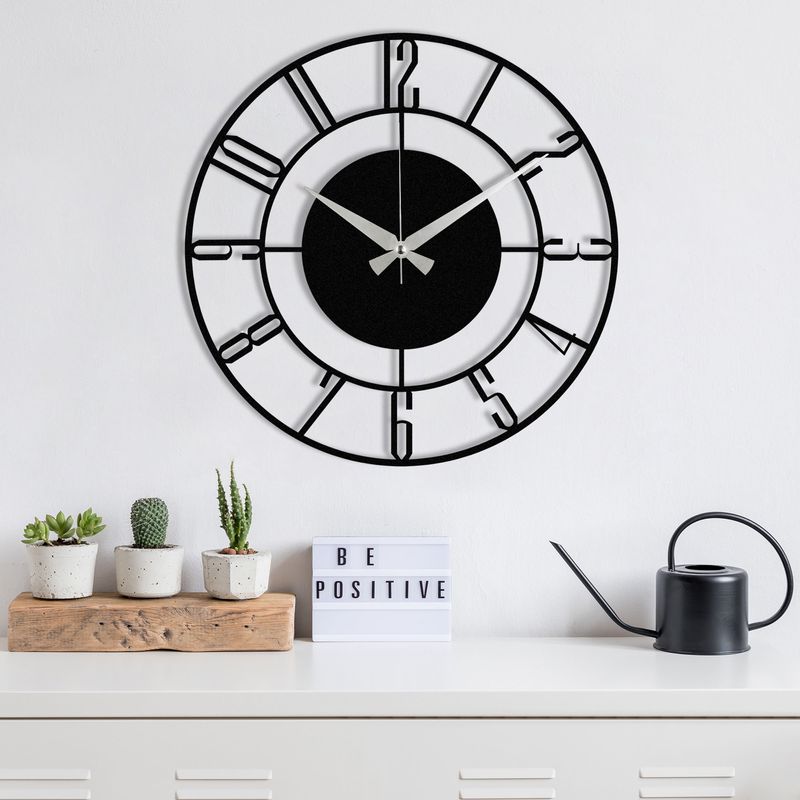 Casa si Gradina - Decoratiuni - Ceasuri - Ceas de perete decorativ, Wallxpert, metal, negru, 48x48 cm, 279ENZ1411 - Infinity.ro