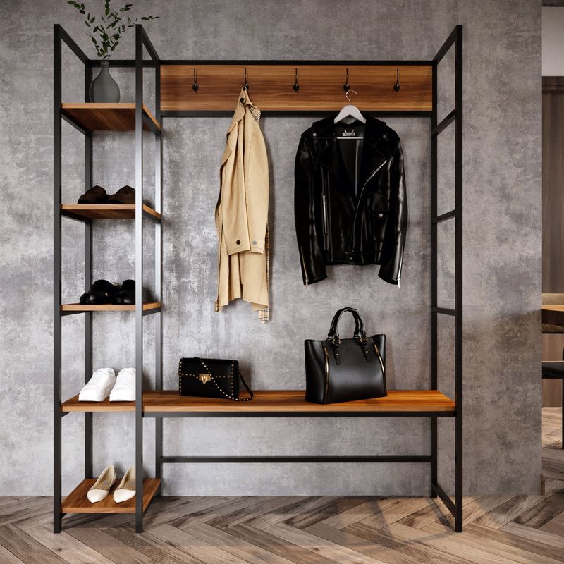 Casa si Gradina - Mobilier - Organizare si depozitare - Cuiere - Cuier, Hanah Home, pal melaminat, nuc, 145x35x175 cm - Infinity.ro
