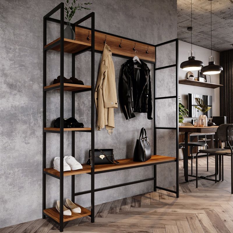 Casa si Gradina - Mobilier - Organizare si depozitare - Cuiere - Cuier, Hanah Home, pal melaminat, nuc, 145x35x175 cm - Infinity.ro