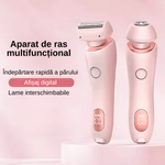 Ingrijire personala si Cosmetice - Aparate & accesorii ingrijire personala - Aparate de ras si tuns - Aparate de ras electrice - Aparat de ras electric 2 in 1 pentru femei, rezistent la apa IPX7, ecran LCD, capacitate baterie 800mAh, Roz - Infinity.ro