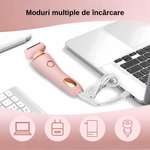 Ingrijire personala si Cosmetice - Aparate & accesorii ingrijire personala - Aparate de ras si tuns - Aparate de ras electrice - Aparat de ras electric 2 in 1 pentru femei, rezistent la apa IPX7, ecran LCD, capacitate baterie 800mAh, Roz - Infinity.ro