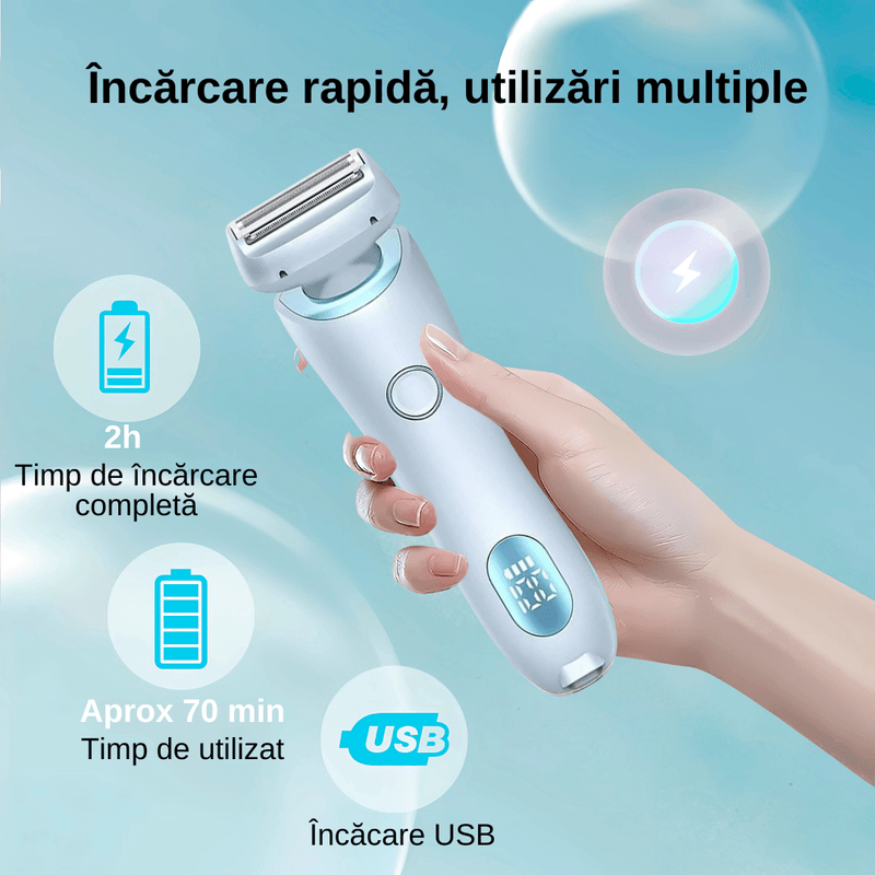 Ingrijire personala si Cosmetice - Aparate & accesorii ingrijire personala - Aparate de ras si tuns - Aparate de ras electrice - Aparat de ras electric 2 in 1, 2 capete interschimbabile, rezistent la apa IPX7, capacitate baterie 800mAh - Infinity.ro