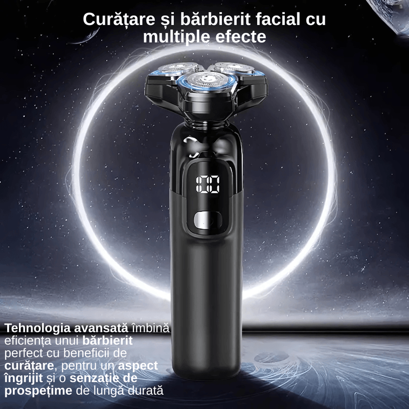 Ingrijire personala si Cosmetice - Aparate & accesorii ingrijire personala - Aparate de ras si tuns - Aparate de ras electrice - Aparat de ras profesional, 4 in 1, 3 piepteni, lame duble, display LED, 800 mAh, 8W, rezistent la apa, Negru - Infinity.ro