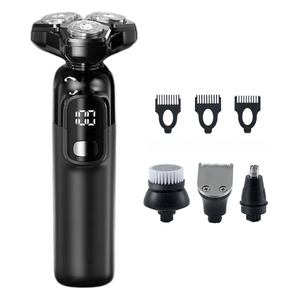 Aparat de ras profesional, 4 in 1, 3 piepteni, lame duble, display LED, 800 mAh, 8W, rezistent la apa, Negru
