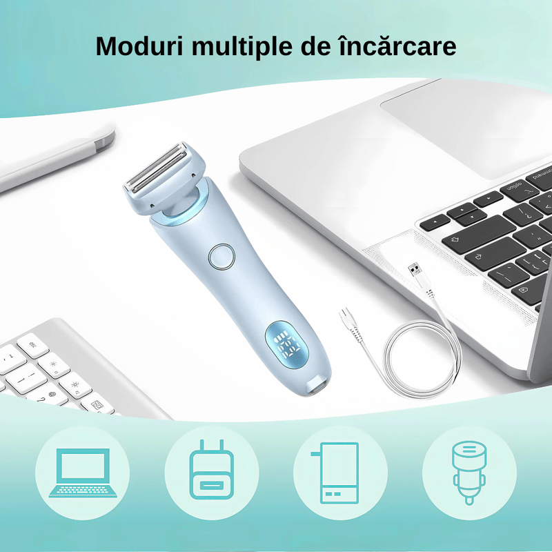 Ingrijire personala si Cosmetice - Aparate & accesorii ingrijire personala - Aparate de ras si tuns - Aparate de ras electrice - Aparat de ras electric 2 in 1, 2 capete interschimbabile, rezistent la apa IPX7, capacitate baterie 800mAh - Infinity.ro