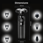 Ingrijire personala si Cosmetice - Aparate & accesorii ingrijire personala - Aparate de ras si tuns - Aparate de ras electrice - Aparat de ras profesional, 4 in 1, 3 piepteni, lame duble, display LED, 800 mAh, 8W, rezistent la apa, Negru - Infinity.ro