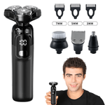 Ingrijire personala si Cosmetice - Aparate & accesorii ingrijire personala - Aparate de ras si tuns - Aparate de ras electrice - Aparat de ras profesional, 4 in 1, 3 piepteni, lame duble, display LED, 800 mAh, 8W, rezistent la apa, Negru - Infinity.ro