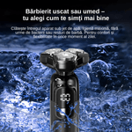 Ingrijire personala si Cosmetice - Aparate & accesorii ingrijire personala - Aparate de ras si tuns - Aparate de ras electrice - Aparat de ras profesional, 4 in 1, 3 piepteni, lame duble, display LED, 800 mAh, 8W, rezistent la apa, Negru - Infinity.ro