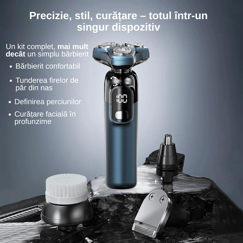 Ingrijire personala si Cosmetice - Aparate & accesorii ingrijire personala - Aparate de ras si tuns - Aparate de ras electrice - Aparat de ras profesional, multifunctional 4 in 1, lame duble, capete flotante, incarcare rapida, 800 mAh, 8W - Infinity.ro