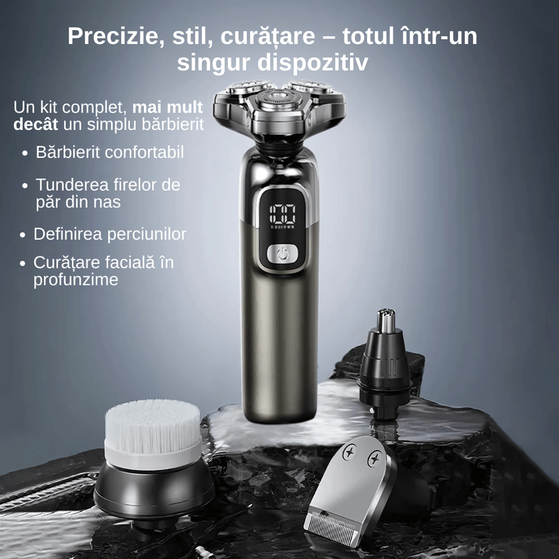 Ingrijire personala si Cosmetice - Aparate & accesorii ingrijire personala - Aparate de ras si tuns - Aparate de ras electrice - Aparat de ras profesional, multifunctional 4 in 1, lame duble, capete flotante, 800 mAh, 8W, rezistent la apa - Infinity.ro