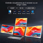 PC, gaming si accesorii - Desktop PC & monitoare - Monitoare - Extensie 3 ecrane pentru laptop, 3*16 inch, full HD, IPS, sRGB 100%, 1920*1200, USB Type-C/USB Type A - Infinity.ro