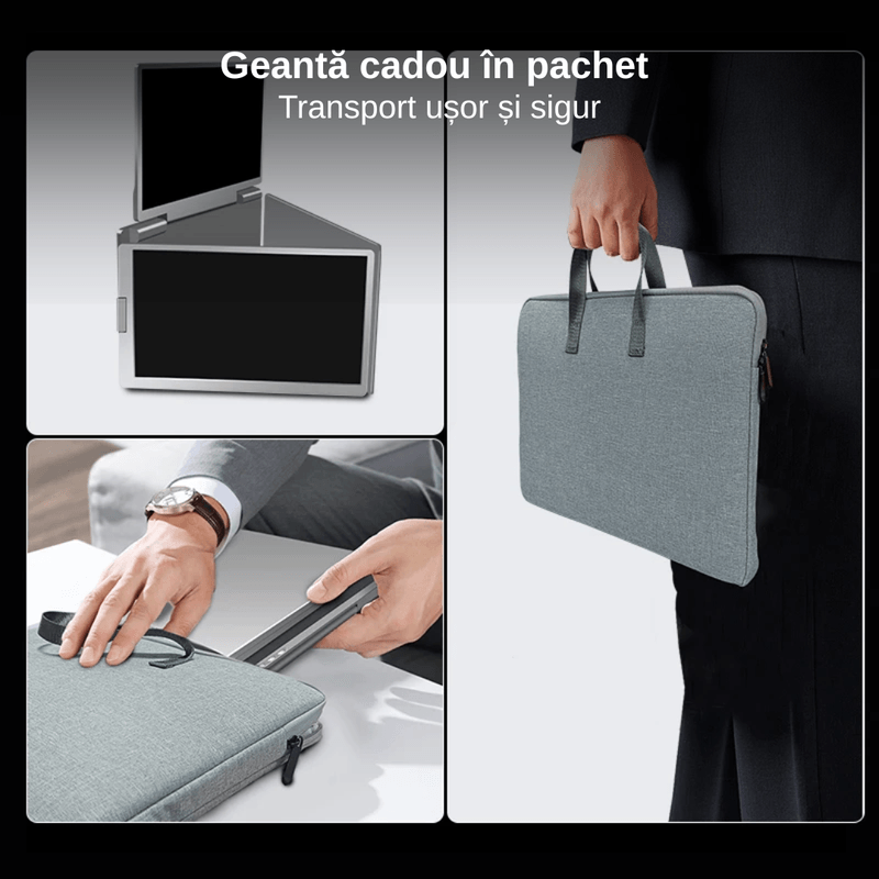 PC, gaming si accesorii - Desktop PC & monitoare - Monitoare - Extensie 3 ecrane pentru laptop, 3*16 inch, full HD, IPS, sRGB 100%, 1920*1200, USB Type-C/USB Type A - Infinity.ro