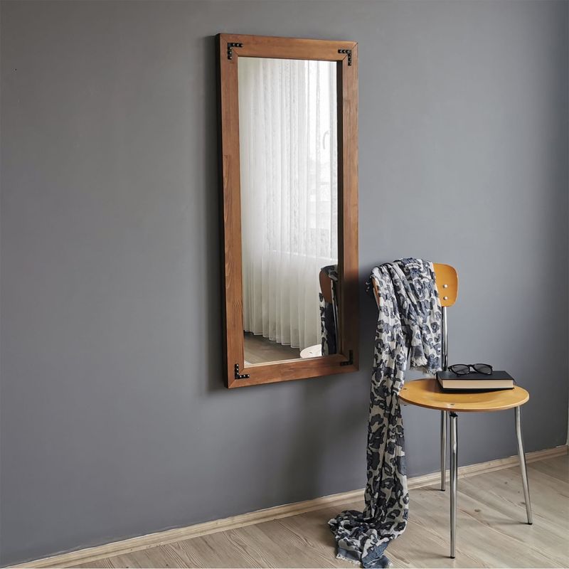 Casa si Gradina - Decoratiuni - Oglinzi - Oglinda, Hanah Home, lemn masiv de pin, nuc, 50x110 cm, 552NOS2125 - Infinity.ro