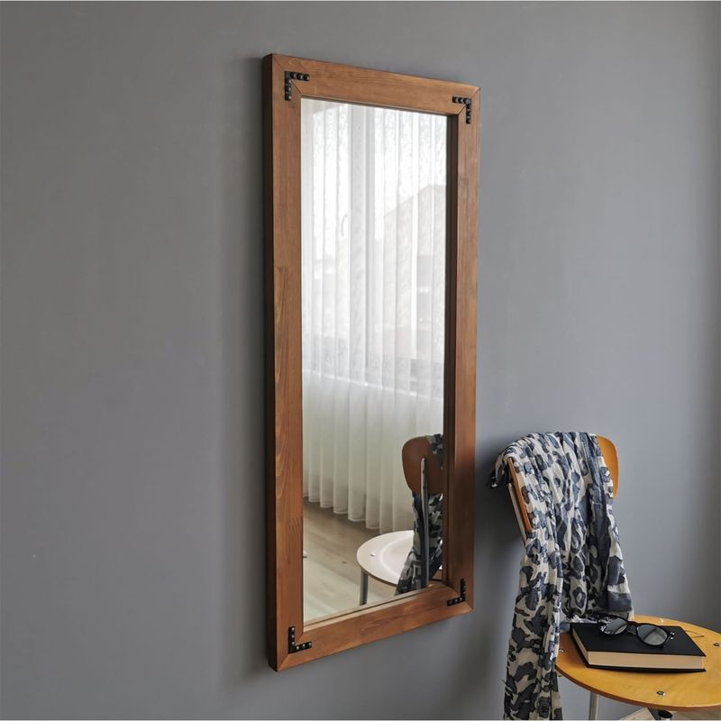 Casa si Gradina - Decoratiuni - Oglinzi - Oglinda, Hanah Home, lemn masiv de pin, nuc, 50x110 cm, 552NOS2125 - Infinity.ro