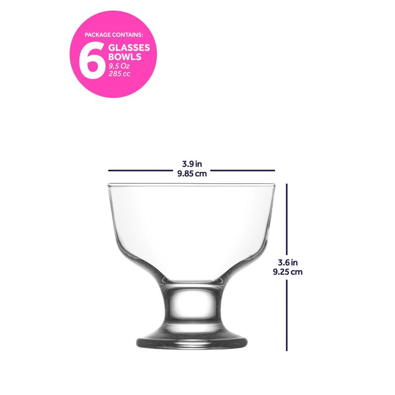 Casa si Gradina - Bucatarie si vesela - Vesela si tacamuri - Vesela desert - Set pahare desert, Hermia, sticla, transparent, 285 ml, 6 piese - Infinity.ro