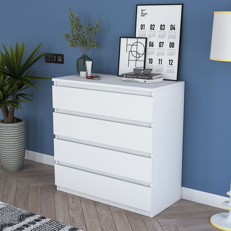 Casa si Gradina - Mobilier - Comode si corpuri - Comode - Comoda, Hanah Home, pal melaminat, alb, 80x47x97.8 cm - Infinity.ro