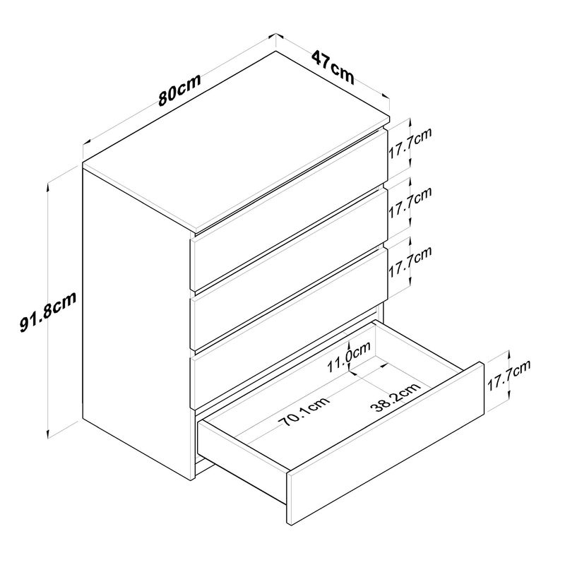 Casa si Gradina - Mobilier - Comode si corpuri - Comode - Comoda, Hanah Home, pal melaminat, alb, 80x47x97.8 cm - Infinity.ro