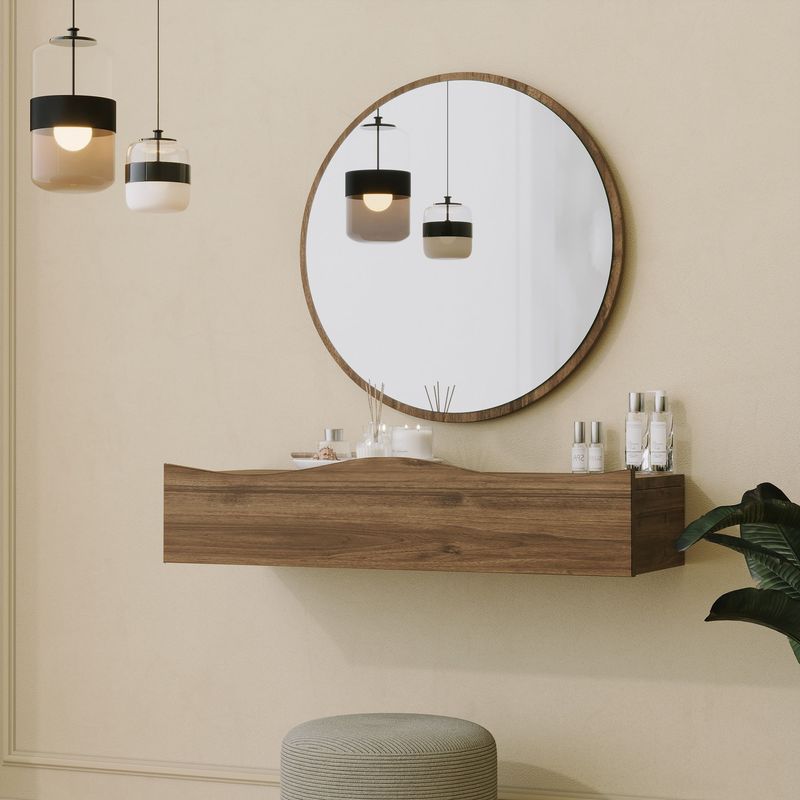 Casa si Gradina - Mobilier - Comode si corpuri - Comode - Comoda, Hanah Home, pal melaminat, nuc, 82x30x15 cm - Infinity.ro