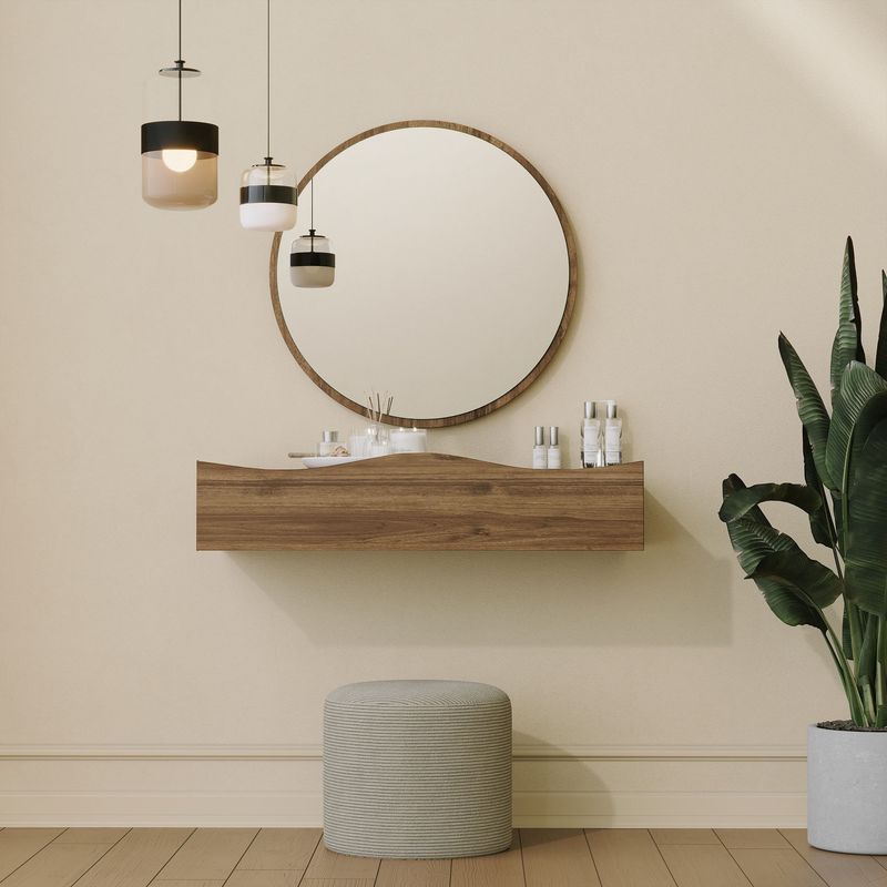 Casa si Gradina - Mobilier - Comode si corpuri - Comode - Comoda, Hanah Home, pal melaminat, nuc, 82x30x15 cm - Infinity.ro