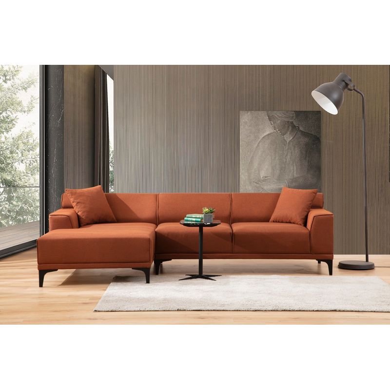Casa si Gradina - Mobilier - Canapele si coltare - Coltare - Coltar, Hanah Home, lemn de fag si pal, portocaliu, 145x250x77 cm, 560ARE1601 - Infinity.ro