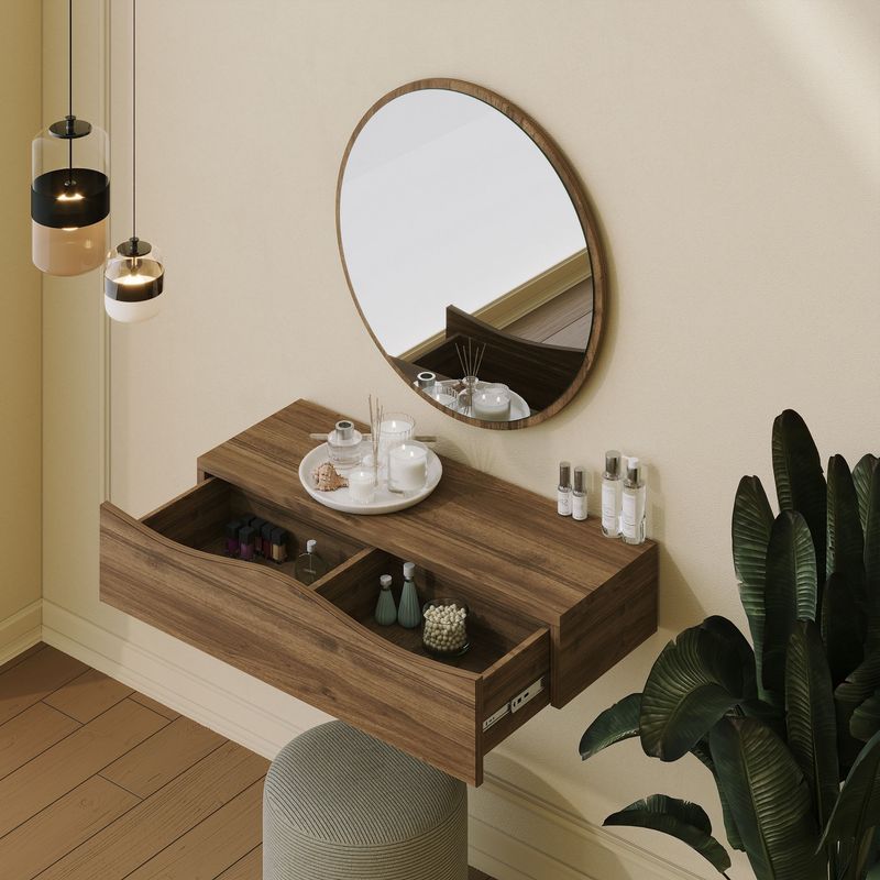 Casa si Gradina - Mobilier - Comode si corpuri - Comode - Comoda, Hanah Home, pal melaminat, nuc, 82x30x15 cm - Infinity.ro