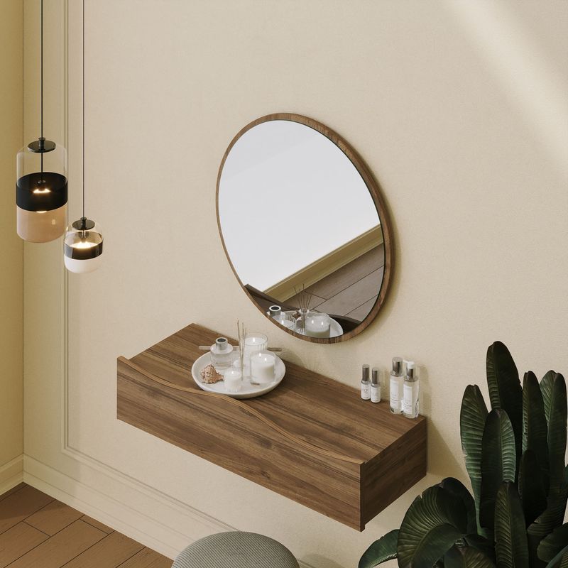Casa si Gradina - Mobilier - Comode si corpuri - Comode - Comoda, Hanah Home, pal melaminat, nuc, 82x30x15 cm - Infinity.ro