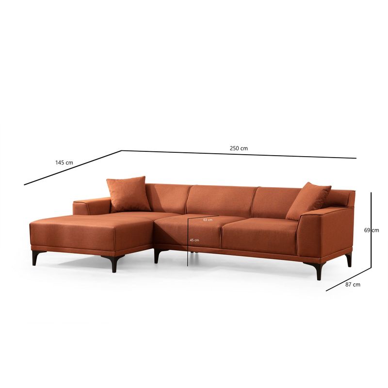 Casa si Gradina - Mobilier - Canapele si coltare - Coltare - Coltar, Hanah Home, lemn de fag si pal, portocaliu, 145x250x77 cm, 560ARE1601 - Infinity.ro
