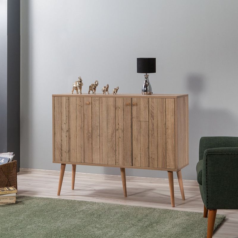 Casa si Gradina - Mobilier - Comode si corpuri - Console - Consola, Hanah Home, pal melaminat, stejar sonoma, 120x36x90 cm, 863SPH3940 - Infinity.ro