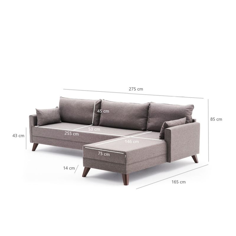 Casa si Gradina - Mobilier - Canapele si coltare - Coltare - Coltar, Atelier Del Sofa, material textil, maro, 275x85x81 cm - Infinity.ro