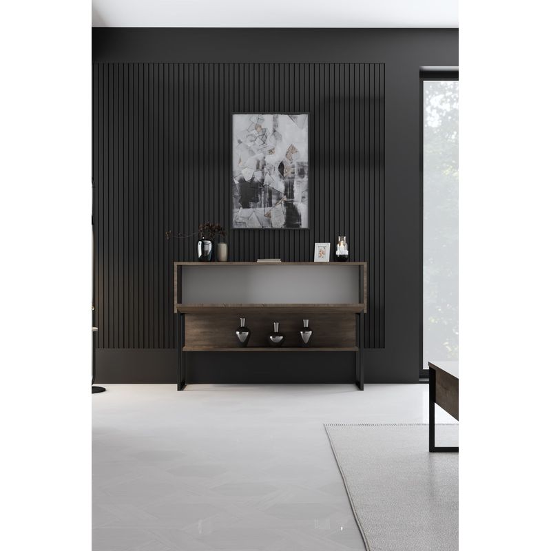 Casa si Gradina - Mobilier - Comode si corpuri - Comode - Comoda, Hanah Home, pal melaminat, negru si nuc, 120x80x30 cm - Infinity.ro