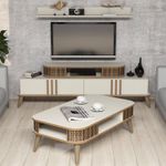 Casa si Gradina - Mobilier - Seturi de mobilier - Seturi living - Set mobilier living, Hanah Home, pal melaminat, crem, 845HCT5221 - Infinity.ro