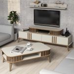Casa si Gradina - Mobilier - Seturi de mobilier - Seturi living - Set mobilier living, Hanah Home, pal melaminat, crem, 845HCT5221 - Infinity.ro