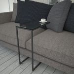 Casa si Gradina - Mobilier - Mese si birouri - Mese living - Masuta laterala, Hanah Home, panou de particule cu melamina si sticla, antracit, 46x26x62 cm - Infinity.ro