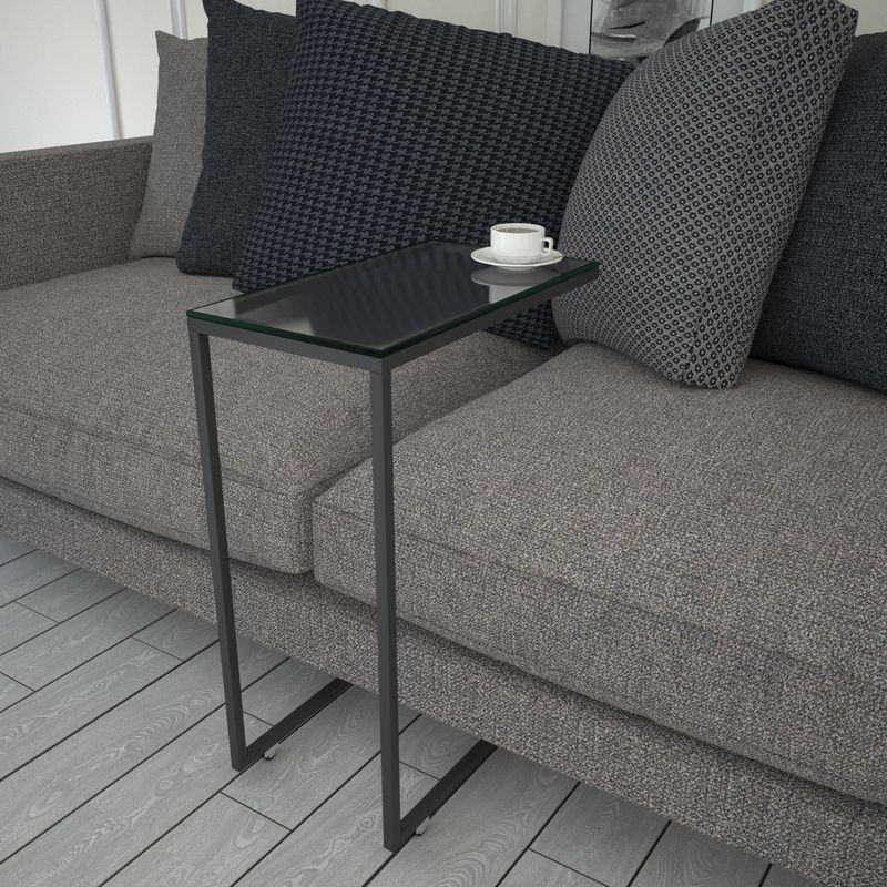 Casa si Gradina - Mobilier - Mese si birouri - Mese living - Masuta laterala, Hanah Home, panou de particule cu melamina si sticla, antracit, 46x26x62 cm - Infinity.ro
