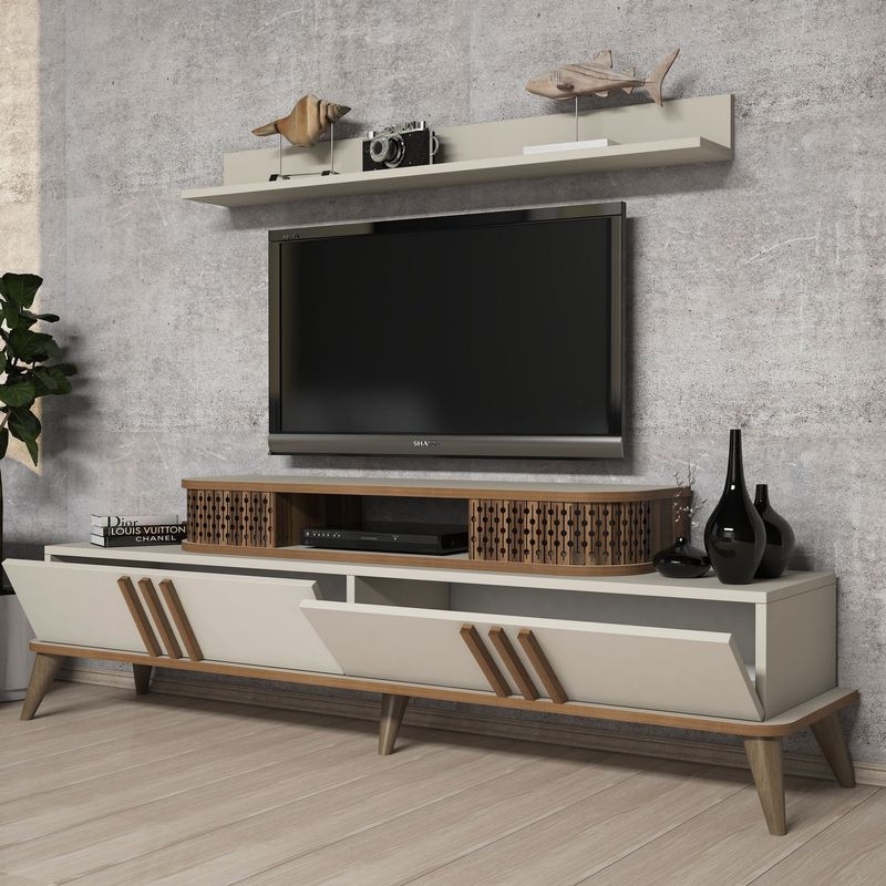 Casa si Gradina - Mobilier - Seturi de mobilier - Seturi living - Set mobilier living, Hanah Home, pal melaminat, crem, 845HCT5221 - Infinity.ro