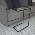 Casa si Gradina - Mobilier - Mese si birouri - Mese living - Masuta laterala, Hanah Home, panou de particule cu melamina si sticla, antracit, 46x26x62 cm - Infinity.ro