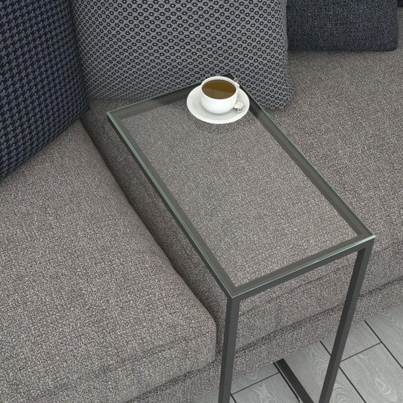 Casa si Gradina - Mobilier - Mese si birouri - Mese living - Masuta laterala, Hanah Home, panou de particule cu melamina si sticla, antracit, 46x26x62 cm - Infinity.ro