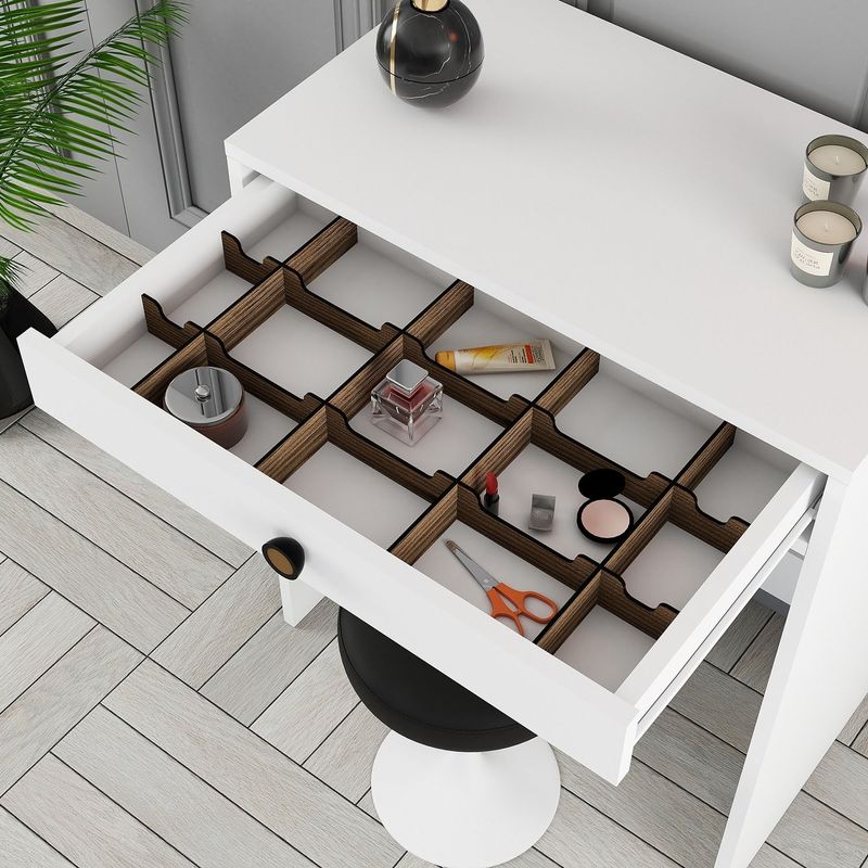 Casa si Gradina - Mobilier - Comode si corpuri - Masute de toaleta - Masa de machiaj, Hanah Home, panou de particule cu melamina, alb, 70x84.7x40 cm - Infinity.ro