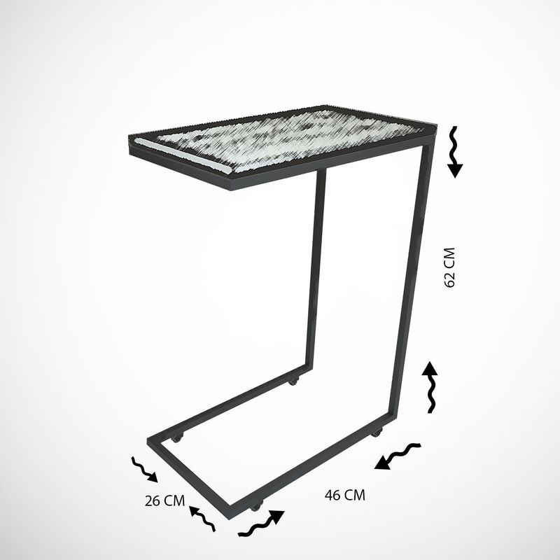 Casa si Gradina - Mobilier - Mese si birouri - Mese living - Masuta laterala, Hanah Home, panou de particule cu melamina si sticla, antracit, 46x26x62 cm - Infinity.ro
