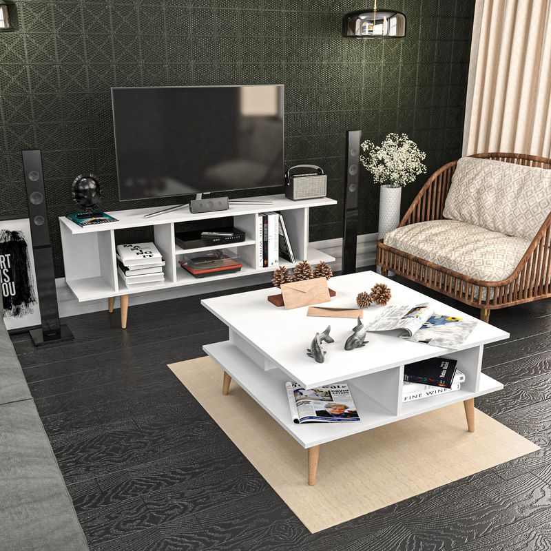 Casa si Gradina - Mobilier - Mese si birouri - Masute de cafea - Masuta de cafea, Hanah Home, pal melaminat, alb, 89x89x44 cm - Infinity.ro